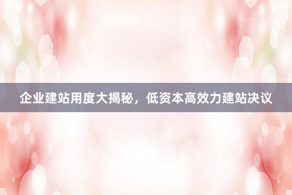 企业建站用度大揭秘，低资本高效力建站决议